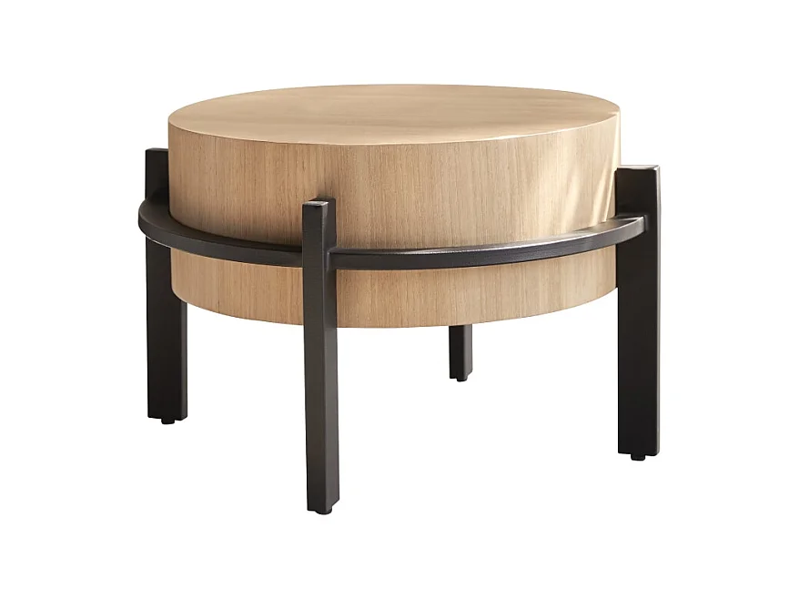 Bout de canapé en bois de teck et métal Ava