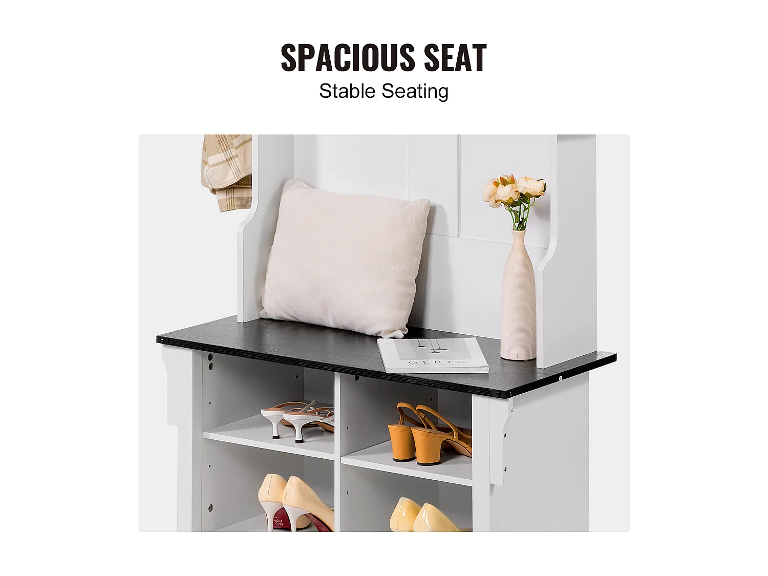 Porte manteau SucceBuy pour l'Entrée, Avec 5 Crochets, Blanc