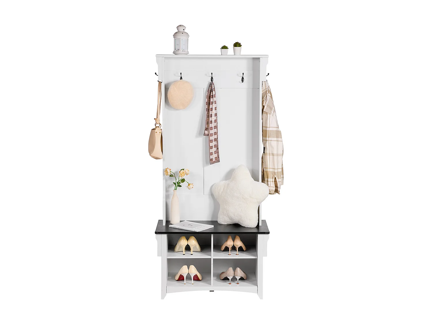 Porte manteau SucceBuy pour l'Entrée, Avec 5 Crochets, Blanc