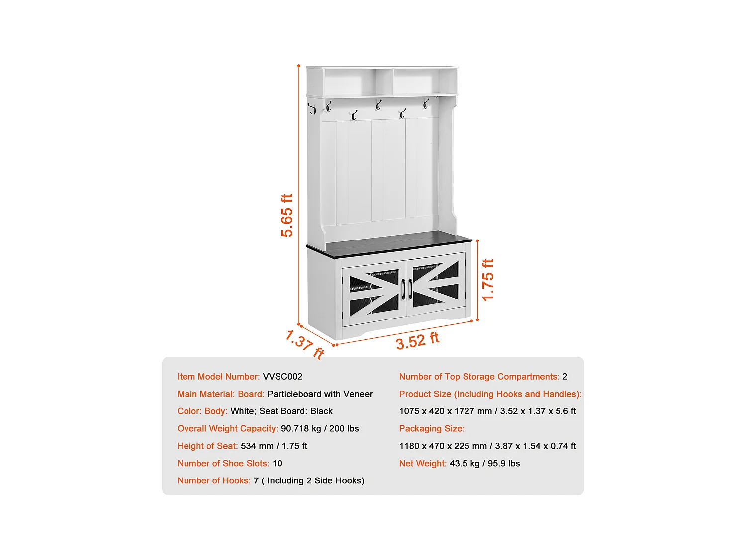 Wieszak na Ubrania z Drewna SucceBuy z Ławką i 7 Hakami na Wejście i Korytarz - Funkcjonalny Mebel do Szatni i Przestrzeni Wejściowych
