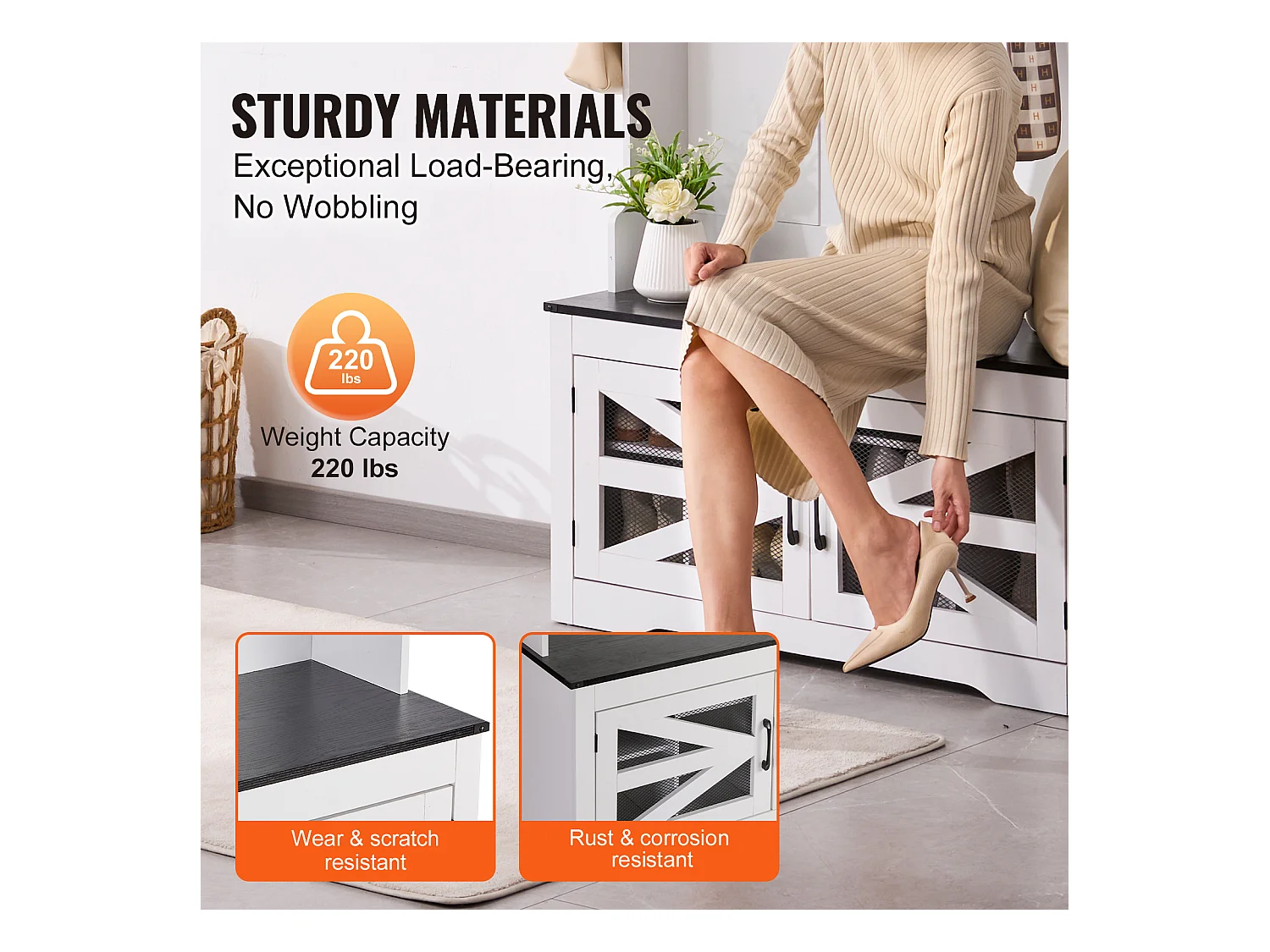 Wieszak na Ubrania z Drewna SucceBuy z Ławką i 7 Hakami na Wejście i Korytarz - Funkcjonalny Mebel do Szatni i Przestrzeni Wejściowych