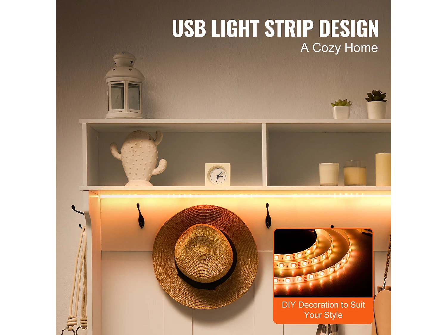 Portemanteau en Bois SucceBuy avec Banc et 7 Crochets pour Entrée et Couloir - Meuble Fonctionnel pour Vestiaire et Espaces D'entrée