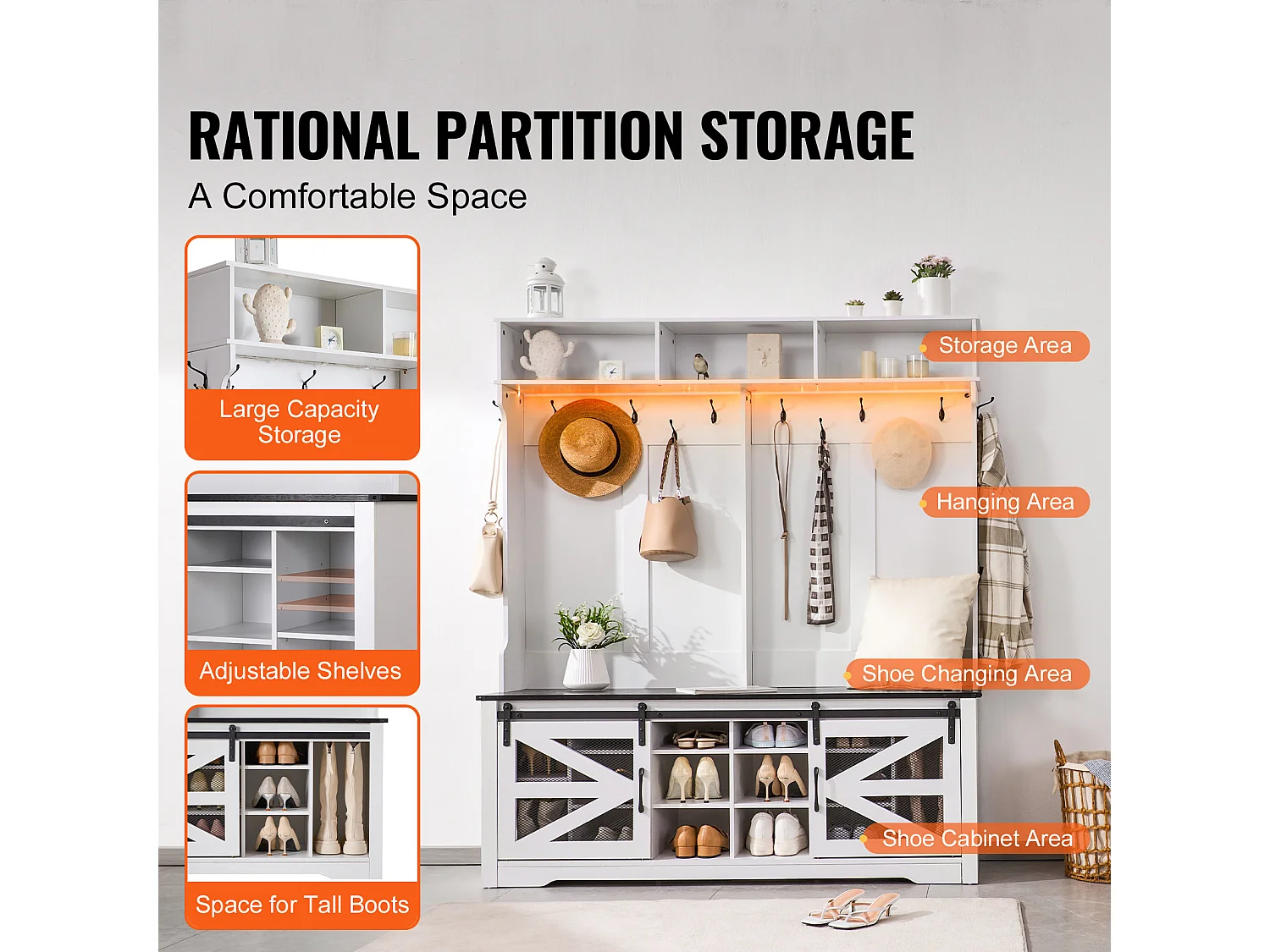Portemanteau en Bois SucceBuy avec Banc et 12 Crochets pour Entrée - Organisation Maximale pour les Vêtements et Chaussures de Famille