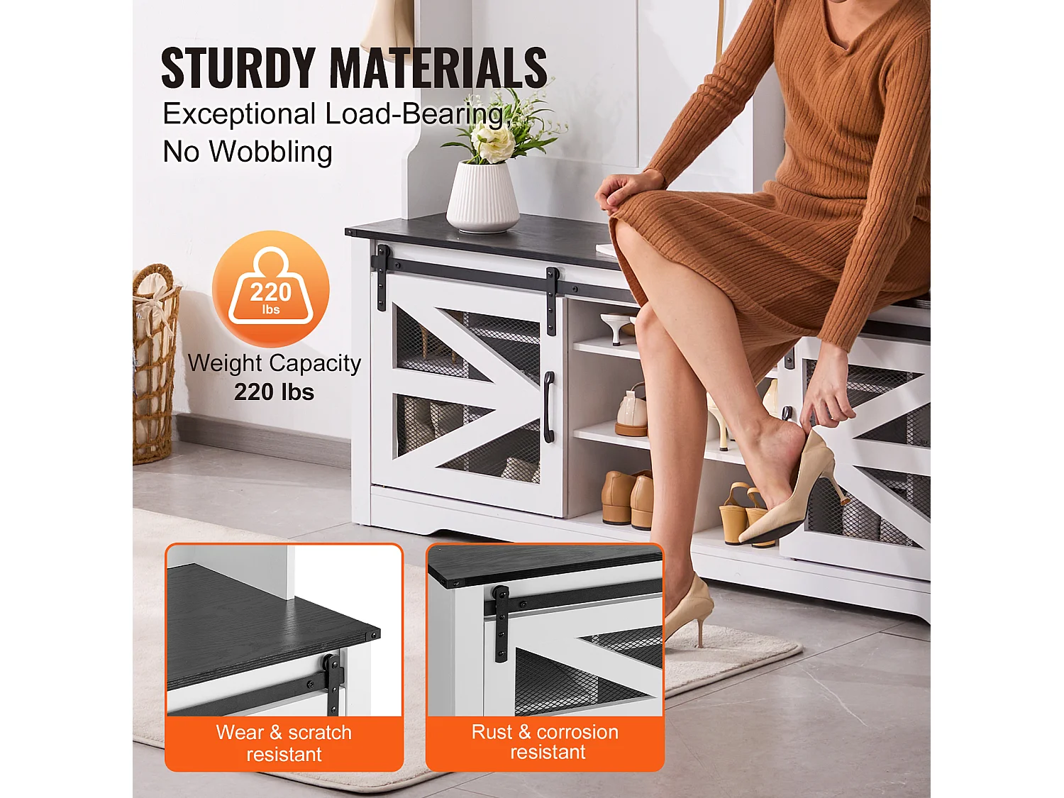 Portemanteau en Bois SucceBuy avec Banc et 12 Crochets pour Entrée - Organisation Maximale pour les Vêtements et Chaussures de Famille