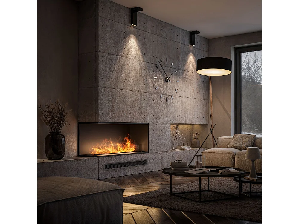 Chimenea de vapor de agua empotrada Corner L1200 con llama multicolor, efecto 3D y control mediante app, depósito de 2,4 l - 120 cm