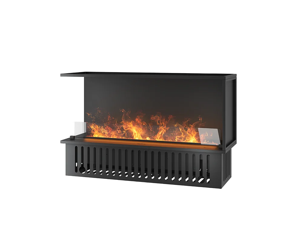 Cheminée à vapeur d'eau encastrable Corner L1200 avec flammes multicolores, effet 3D et contrôle par application, réservoir de 2,4 l - 120 cm