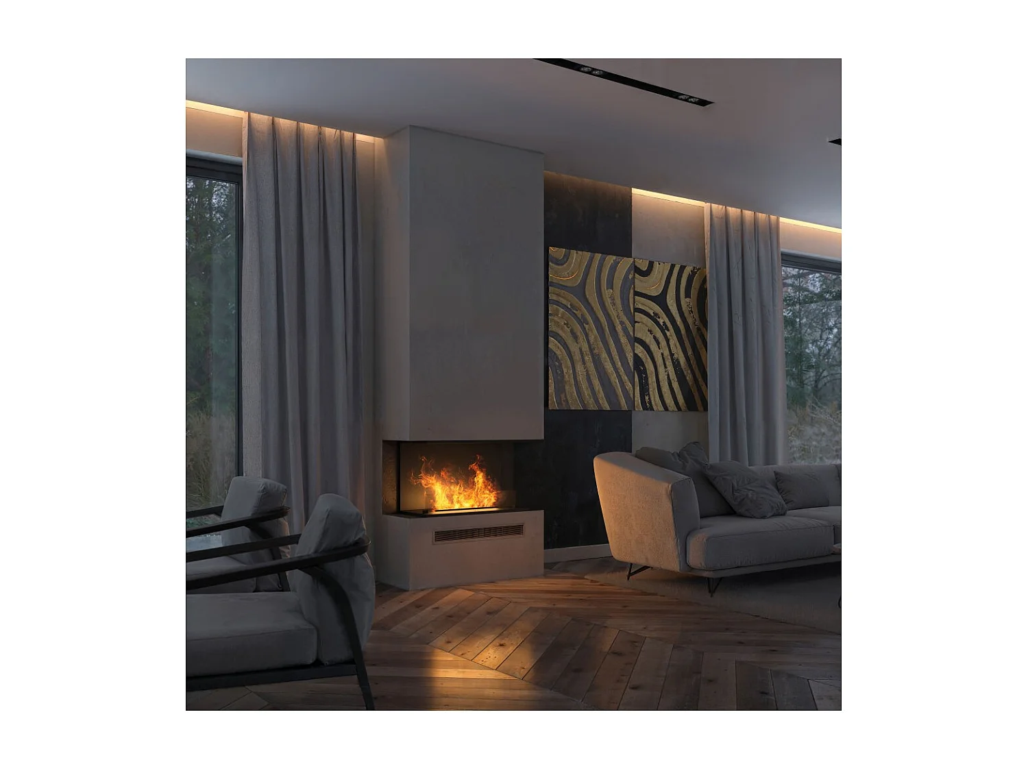 Caminetto a Vapore Acqueo da Incasso Inside C800 con Fiamma Multicolore, Effetto 3D e Controllo App, Serbatoio 1.2l - 80cm Autorefill