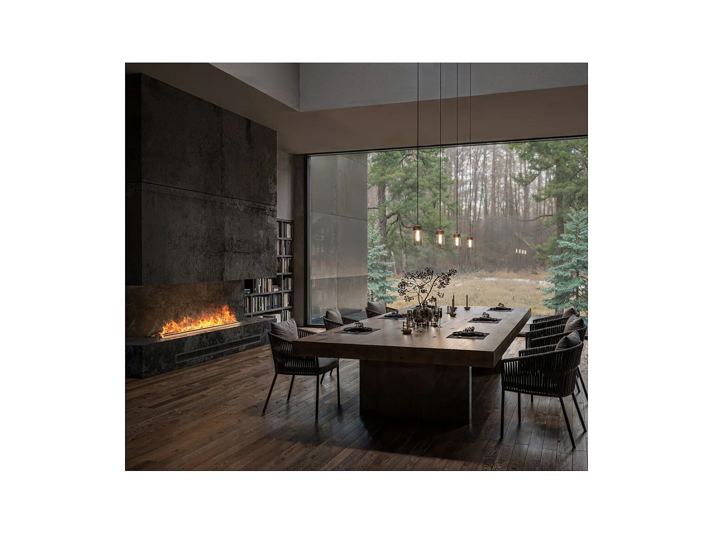 Cheminée à vapeur d'eau encastrable Invapo Insert 2200 - Flammes multicolores, effet 3D et contrôle par application, réservoir de 4,8 l - 220 cm