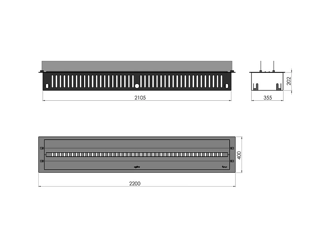 Cheminée à vapeur d'eau encastrable Invapo Insert 2200 - Flammes multicolores, effet 3D et contrôle par application, réservoir de 4,8 l - 220 cm