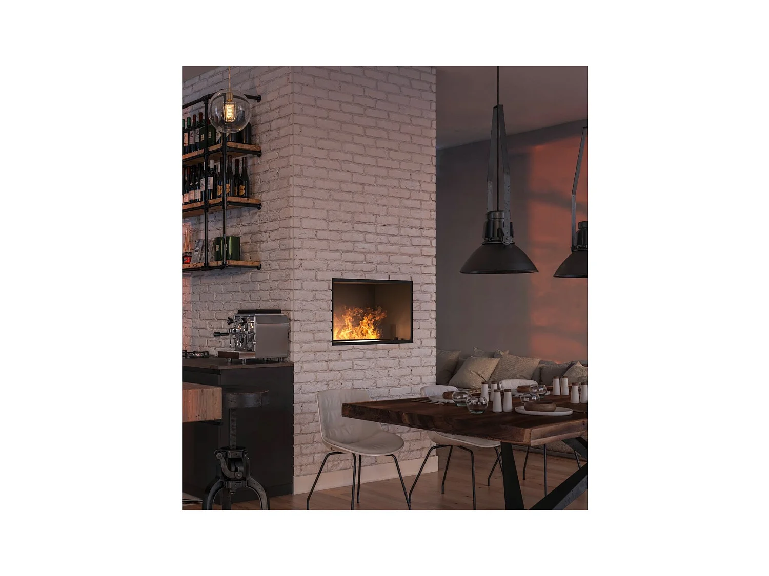 Cheminée vapeur d'eau Inside 800 - Flammes multicolores, effet 3D, appli mobile, réservoir 1,2L, remplissage auto - 80 cm