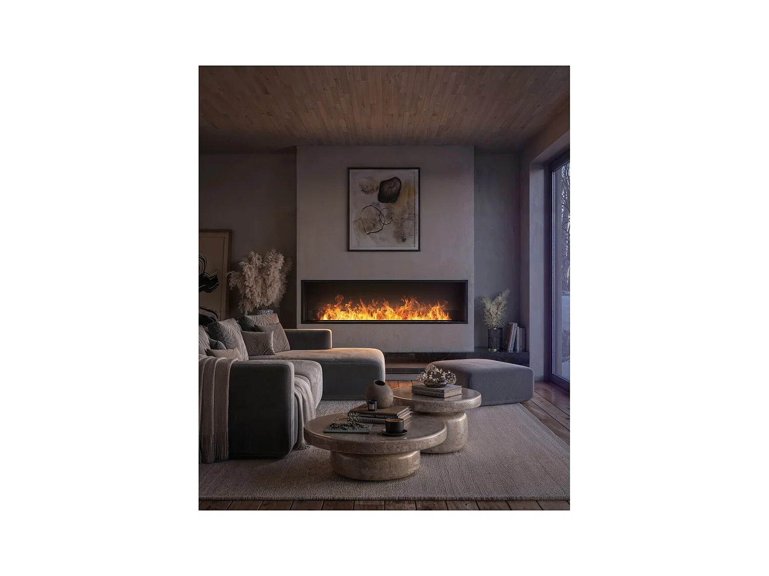 Cheminée vapeur d'eau Inside 1800 - Flammes multicolores, effet 3D, appli mobile, réservoir 3,6L, remplissage auto - 183 cm