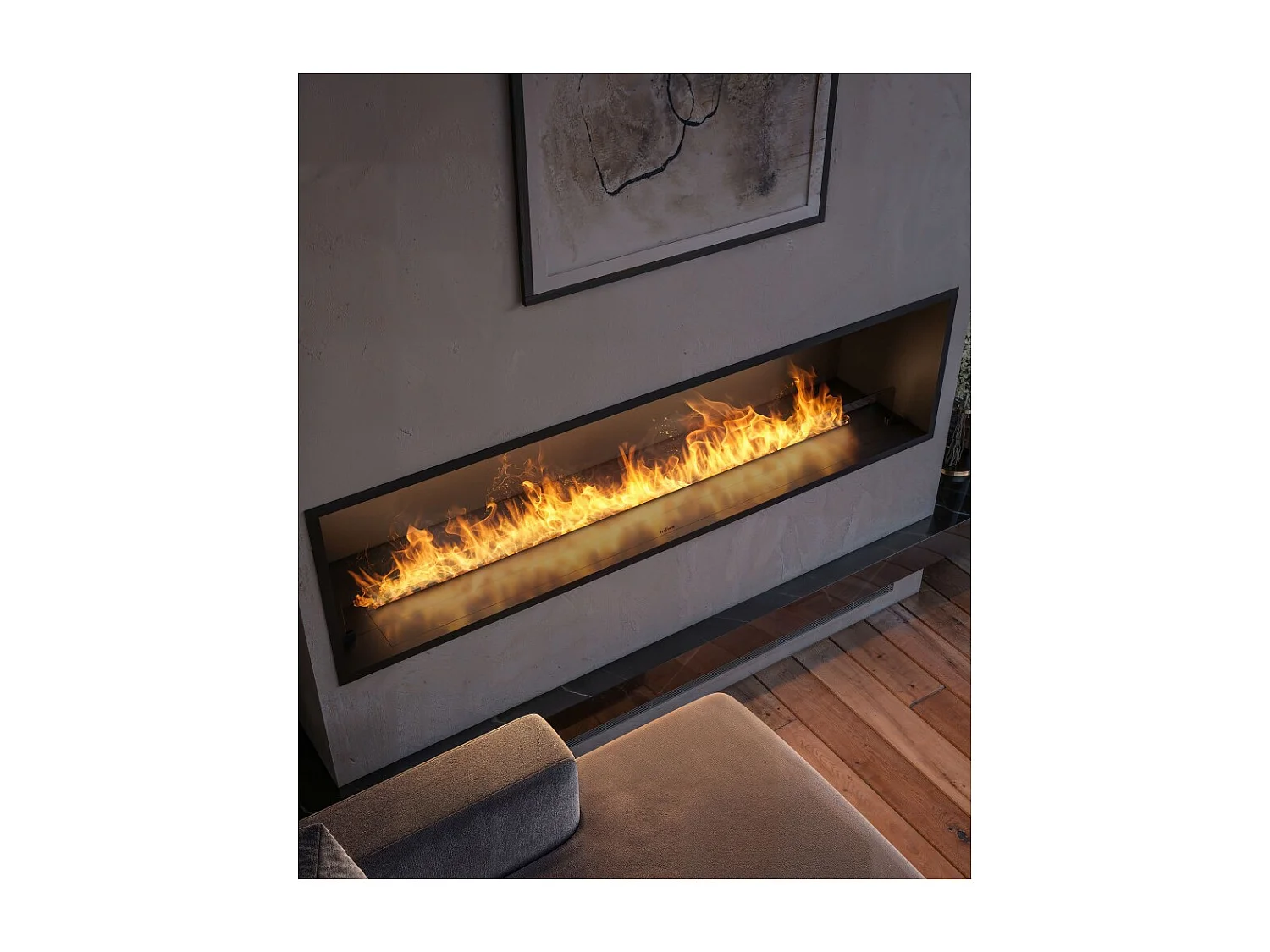 Lareira embutida a vapor Invapo Inside 1800 - Chama multicolorida, efeito 3D e controle por aplicativo, tanque de 3,6 l - Recarga automática de 183 cm