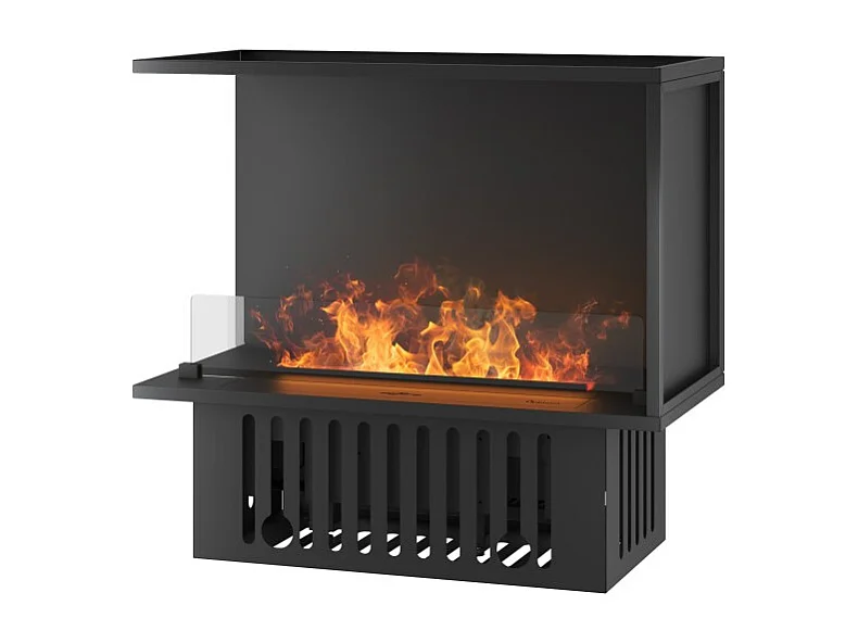 Chimenea de vapor de agua empotrada Corner L800 con llama multicolor, efecto 3D y control mediante app, depósito de 1,2 l - 80 cm