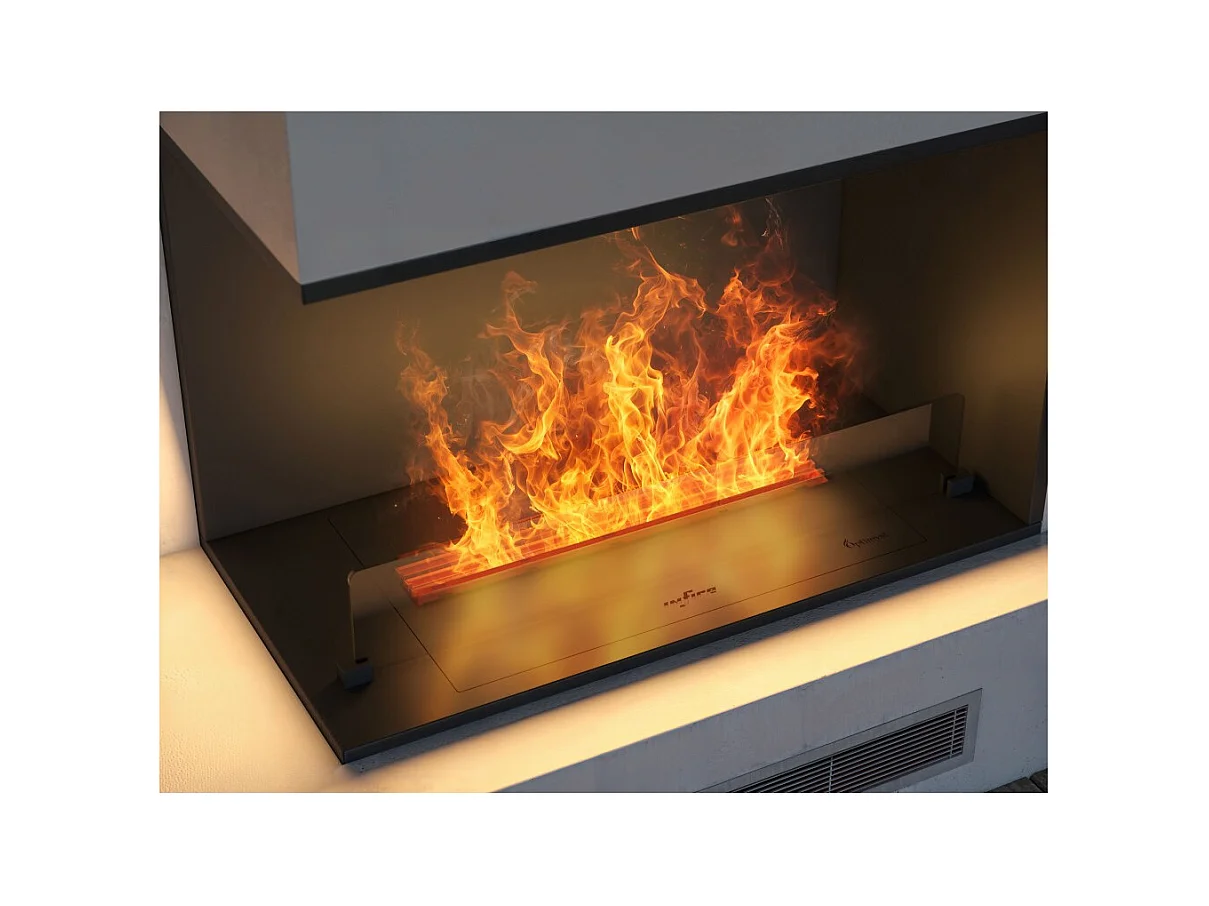 Cheminée à vapeur d'eau encastrable Corner L800 avec flammes multicolores, effet 3D et contrôle par application, réservoir de 1,2 l - 80 cm