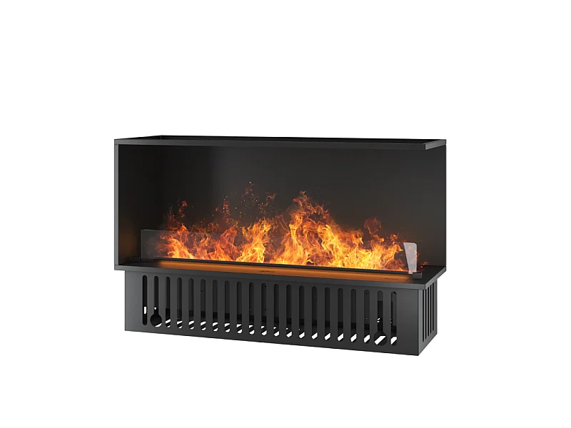 Corner R1200 Einbau-Wasserdampfkamin mit mehrfarbiger Flamme, 3D-Effekt und App-Steuerung, 2,4-l-Tank – 120 cm, automatische Nachfüllung