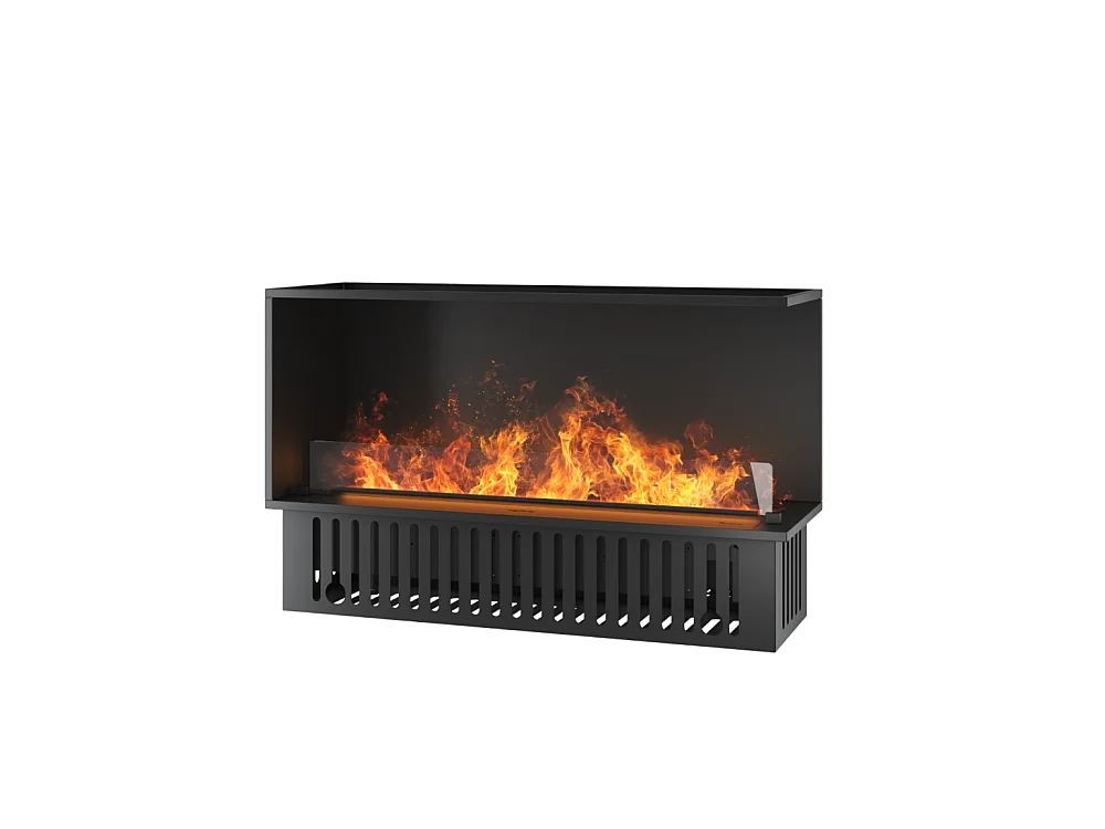 Cheminée vapeur d'eau encastrable Corner R1200 - Flammes 3D multicolores, contrôle appli, réservoir 2,4L, remplissage auto - 120 cm