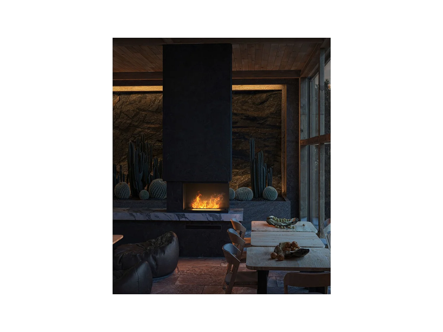 Cheminée vapeur d'eau encastrable Corner R800 - Flammes 3D LED multicolores, app mobile, réservoir 1,2L, remplissage auto - 80 cm