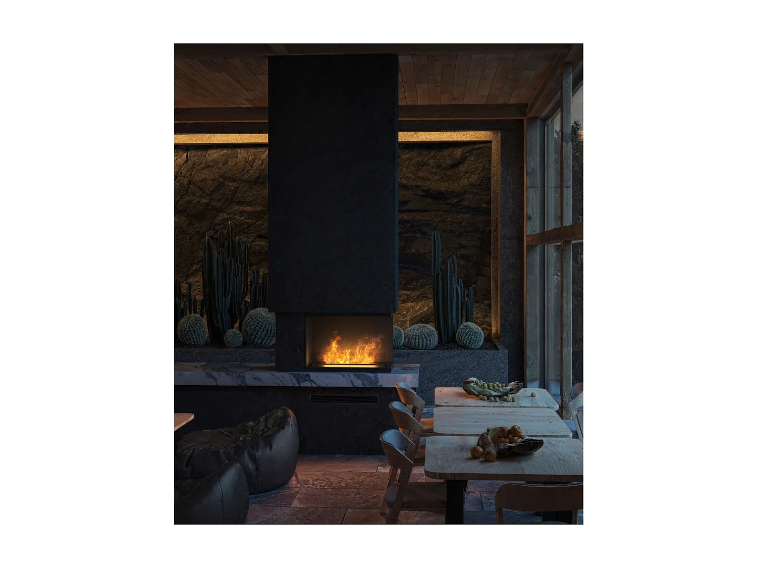 Chimenea vapor de agua empotrada Corner R800 - Llama 3D multicolor, control app, depósito 1,2 l, recarga automática - 80 cm