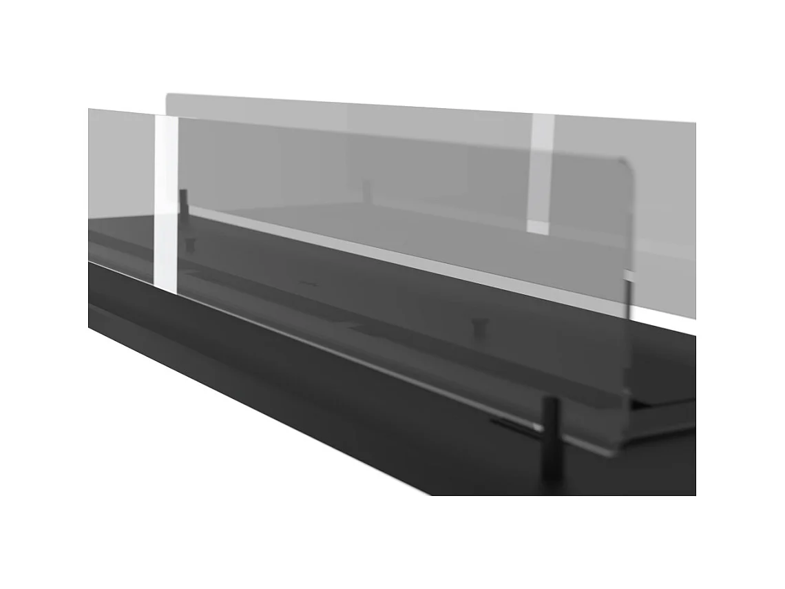 Cheminée bioéthanol Insert Black 1200 - Cheminée fine noire à encastrer ou poser avec 2 panneaux verre, réservoir 3L - 120 cm