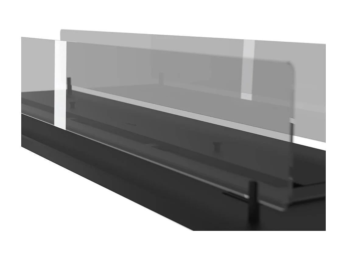 Cheminée bioéthanol Insert Black 1200 - Cheminée fine noire à encastrer ou poser avec 2 panneaux verre, réservoir 3L - 120 cm