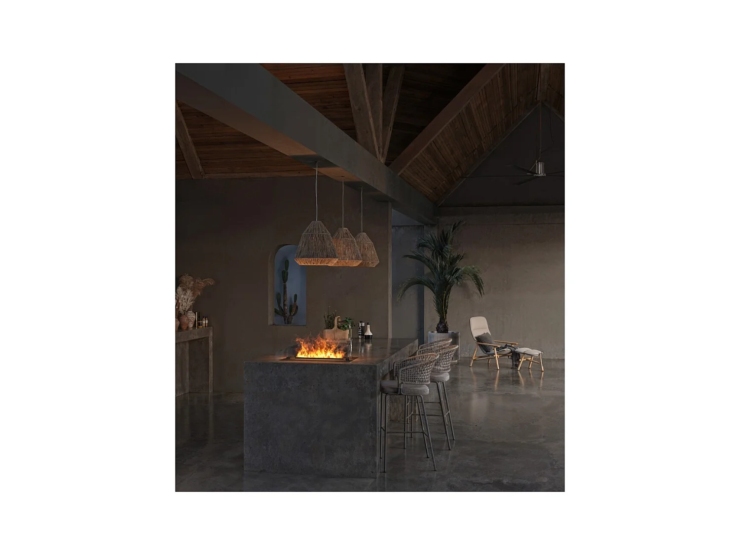 Cheminée vapeur d'eau Insert 700 - Flammes multicolores LED, effet 3D, app mobile, réservoir 1,2L, remplissage auto - 70 cm