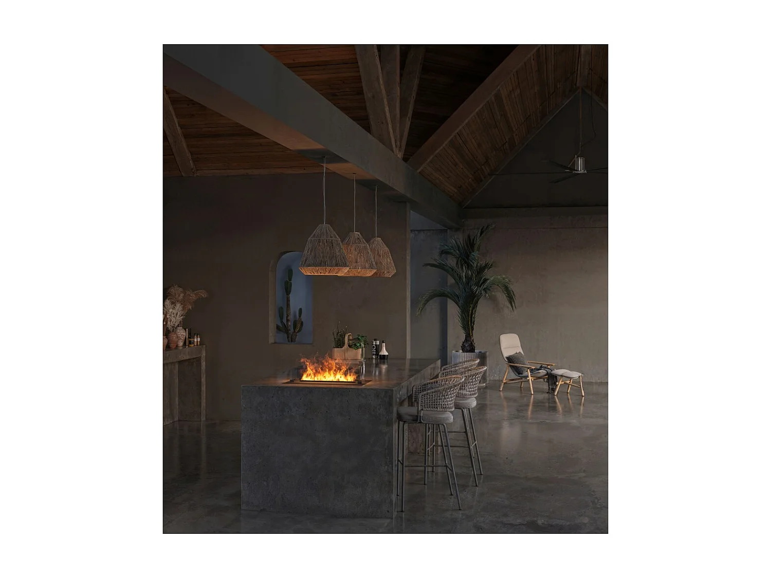 Cheminée vapeur d'eau Insert 700 - Flammes multicolores LED, effet 3D, app mobile, réservoir 1,2L, remplissage auto - 70 cm