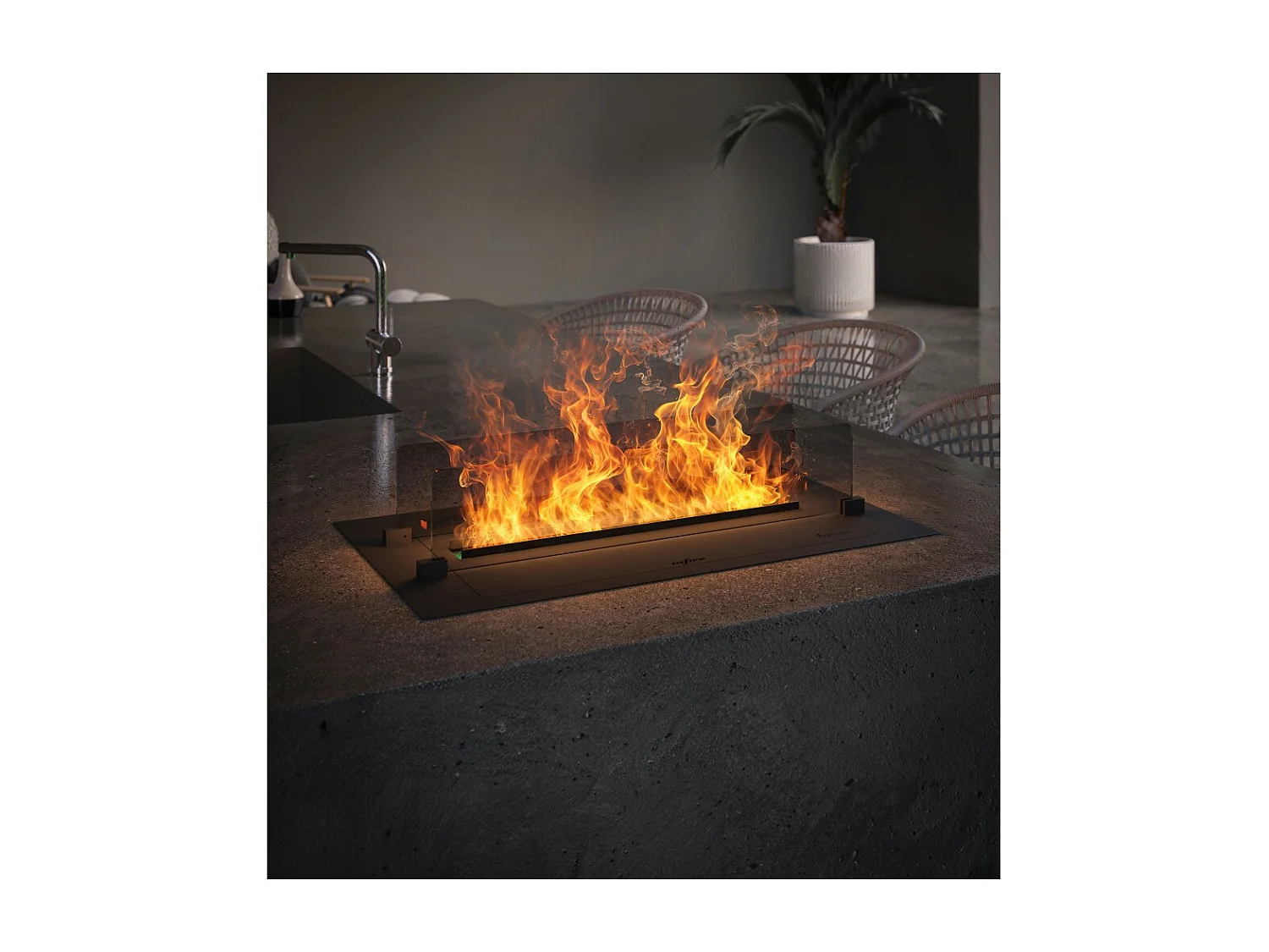 Invapo Insert 700 Lareira a vapor embutida - Chama 3D multicolorida, app, tanque 1,2 l, recarga automática - 70 cm