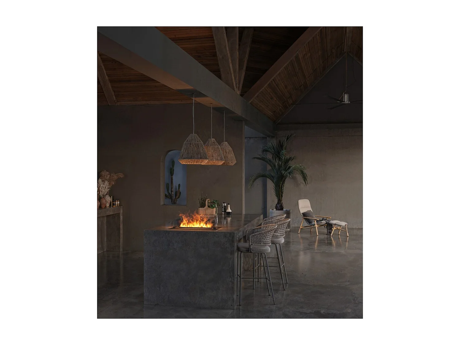 Invapo Insert 700 Lareira a vapor embutida - Chama 3D multicolorida, app, tanque 1,2 l, recarga automática - 70 cm