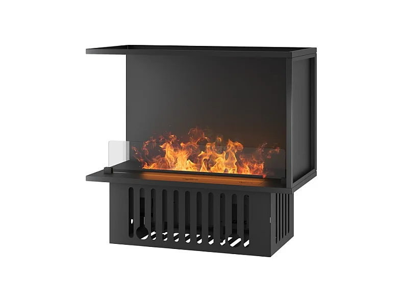 Cheminée vapeur d'eau encastrable Corner L800 - Flammes 3D multicolores, contrôle appli, réservoir 1,2L, remplissage auto - 80 cm
