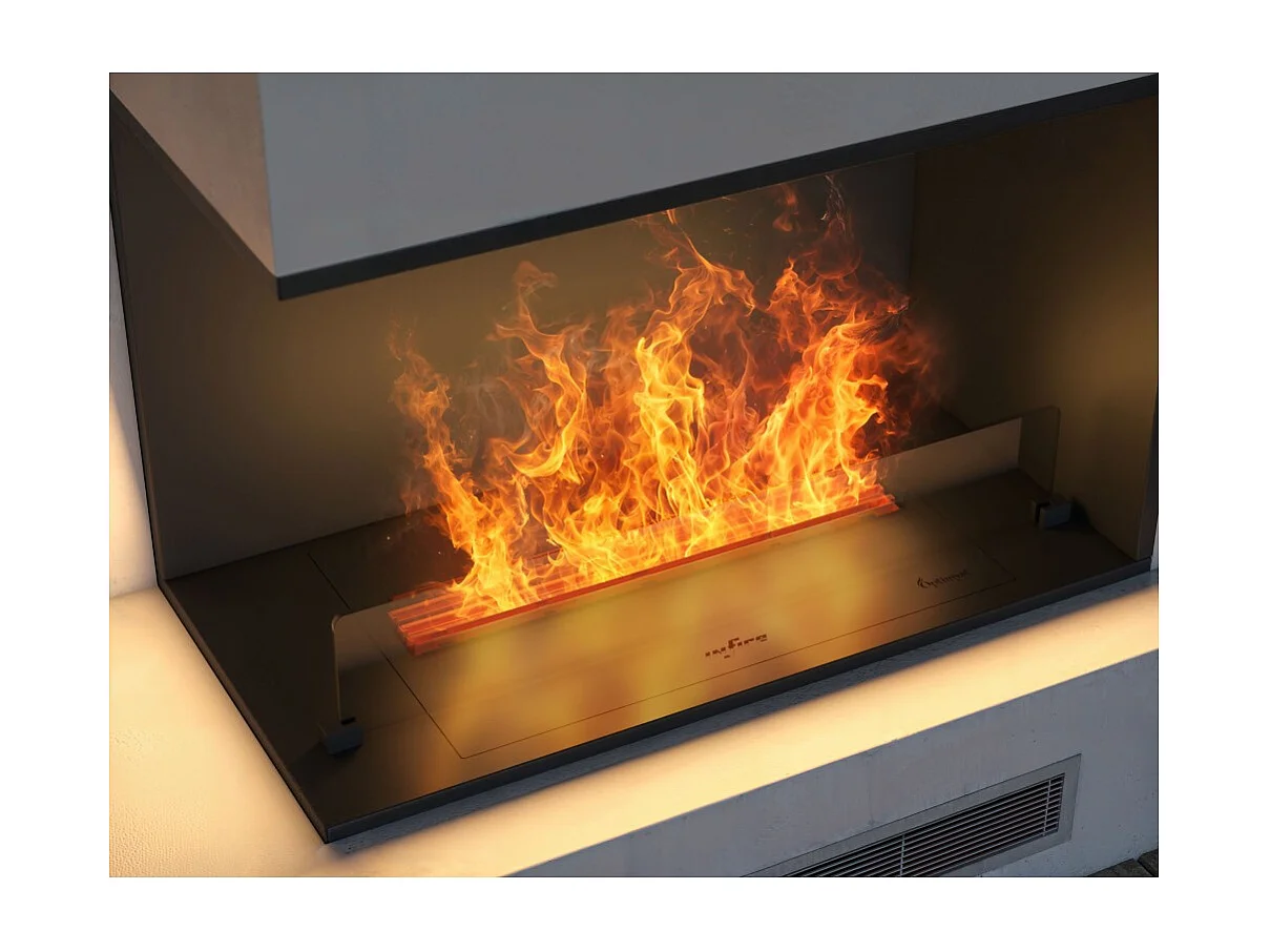 Chimenea vapor de agua empotrada Corner L800 - Llama multicolor 3D, control app, depósito 1,2 l, recarga automática - 80 cm