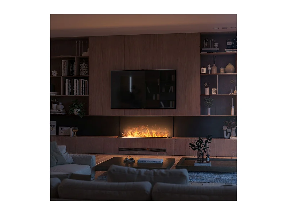 Cheminée à vapeur d'eau encastrable Inside C1200 avec flammes multicolores, effet 3D et contrôle par application, réservoir de 2,4 l - 120 cm