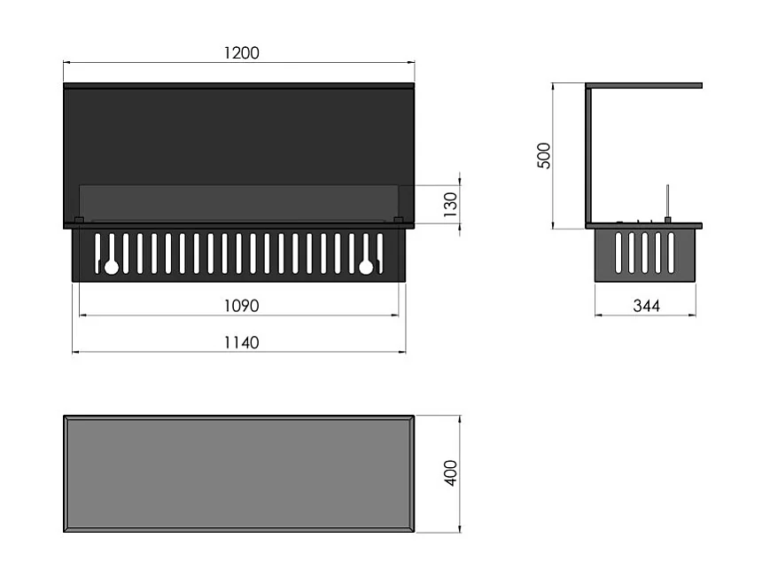 Caminetto a Vapore Acqueo da Incasso Inside C1200 con Fiamma Multicolore, Effetto 3D e Controllo App, Serbatoio 2.4l - 120cm
