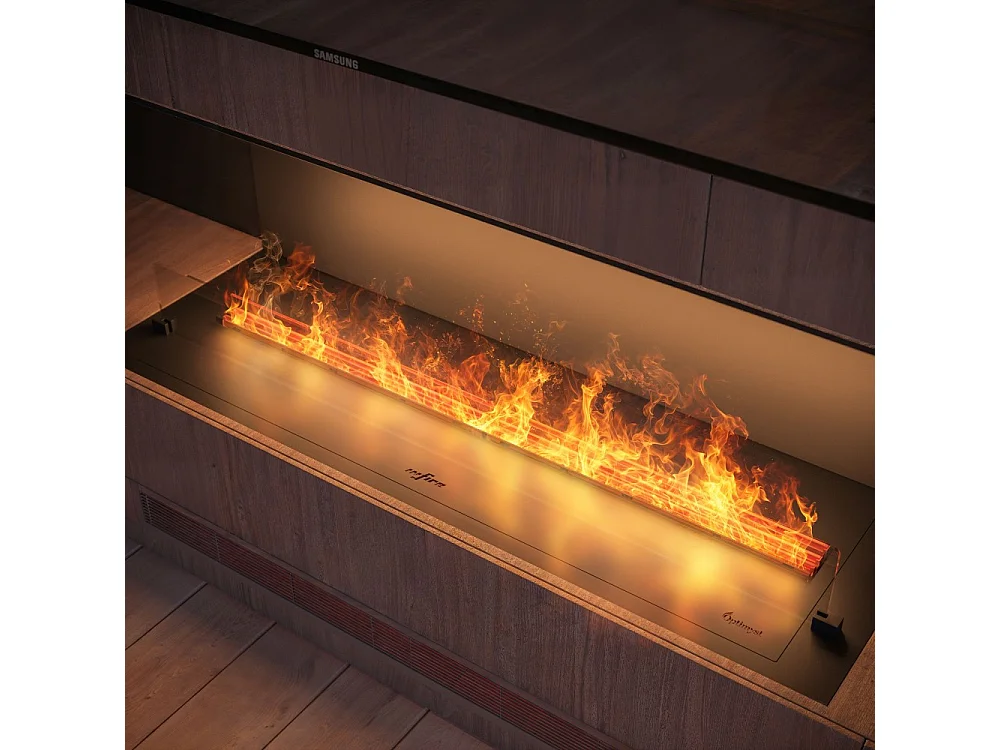 Cheminée à vapeur d'eau encastrable Inside C1200 avec flammes multicolores, effet 3D et contrôle par application, réservoir de 2,4 l - 120 cm