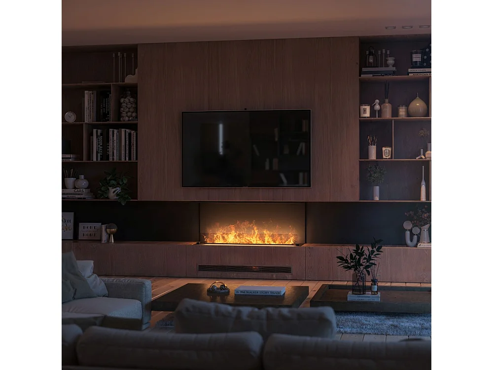 Cheminée à vapeur d'eau encastrable Inside C1200 avec flammes multicolores, effet 3D et contrôle par application, réservoir de 2,4 l - 120 cm
