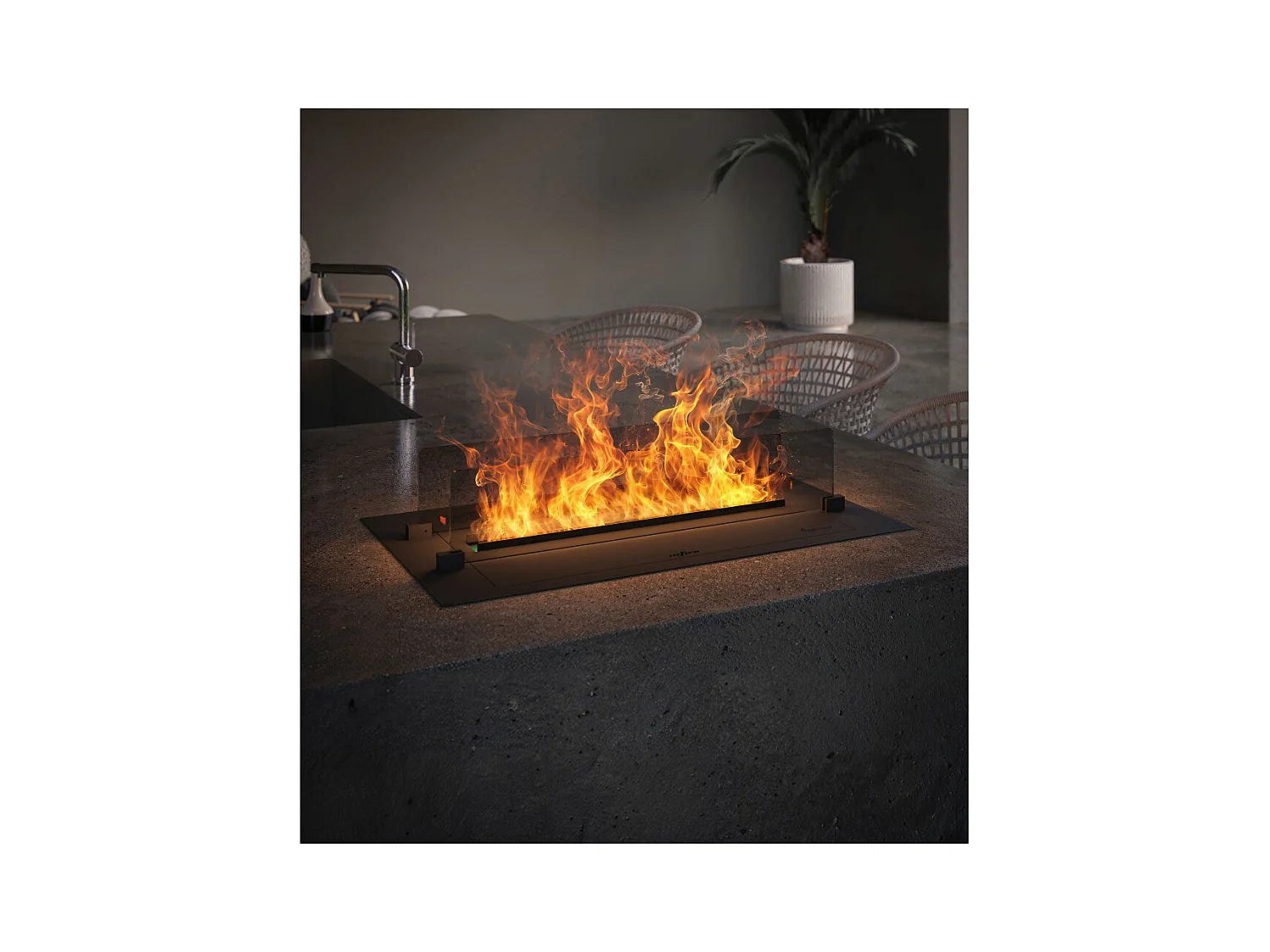 Cheminée à vapeur d'eau encastrable Invapo Insert 700 - Flammes multicolores, effet 3D et contrôle par application, réservoir de 1,2 l - 70 cm