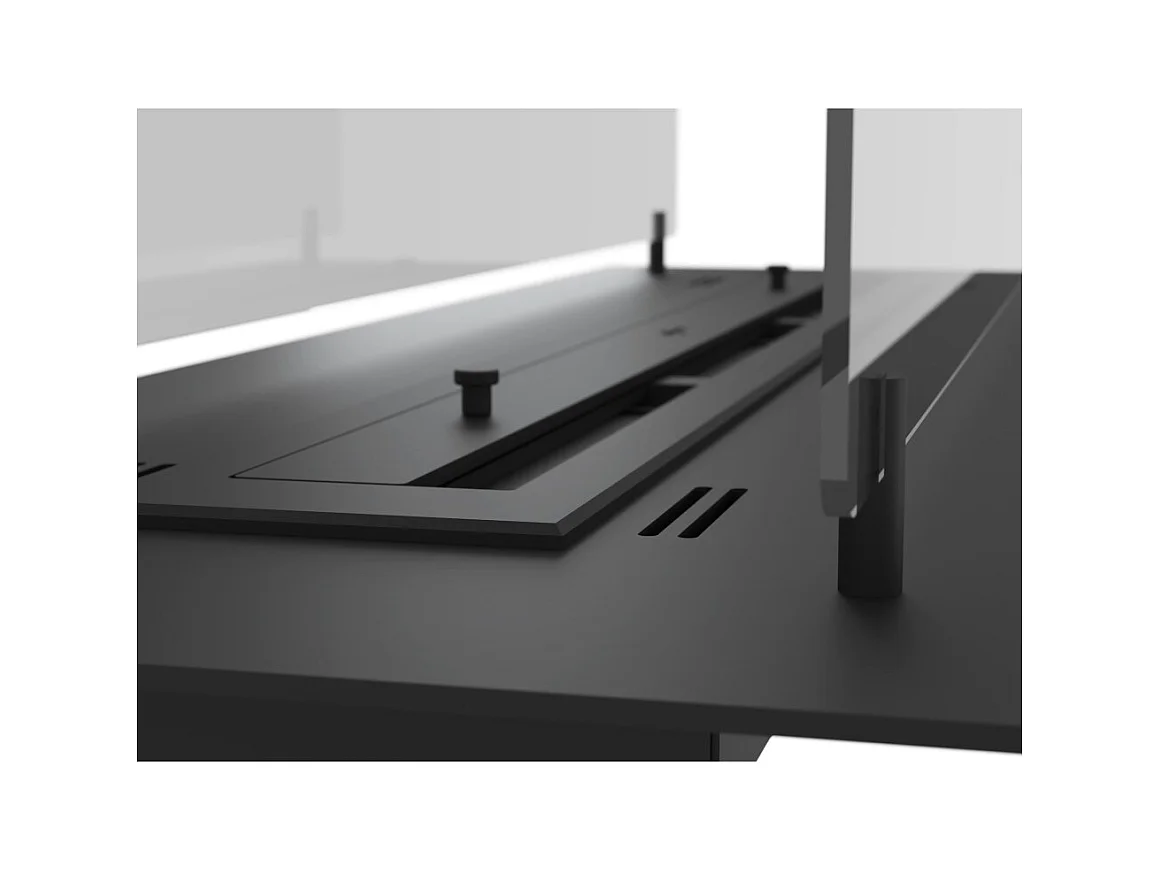 Cheminée bioéthanol noire mince à encastrer ou à poser Insert Black 1000 avec deux panneaux vitrés et réservoir de 2 L - 100 cm