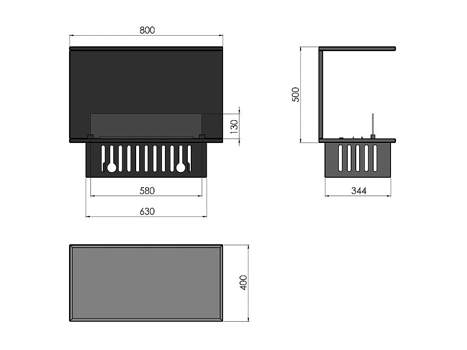 Wbudowany kominek parowy Inside C800 z wielokolorowym płomieniem, efektem 3D i sterowaniem za pomocą aplikacji, zbiornik 1,2 l - 80 cm
