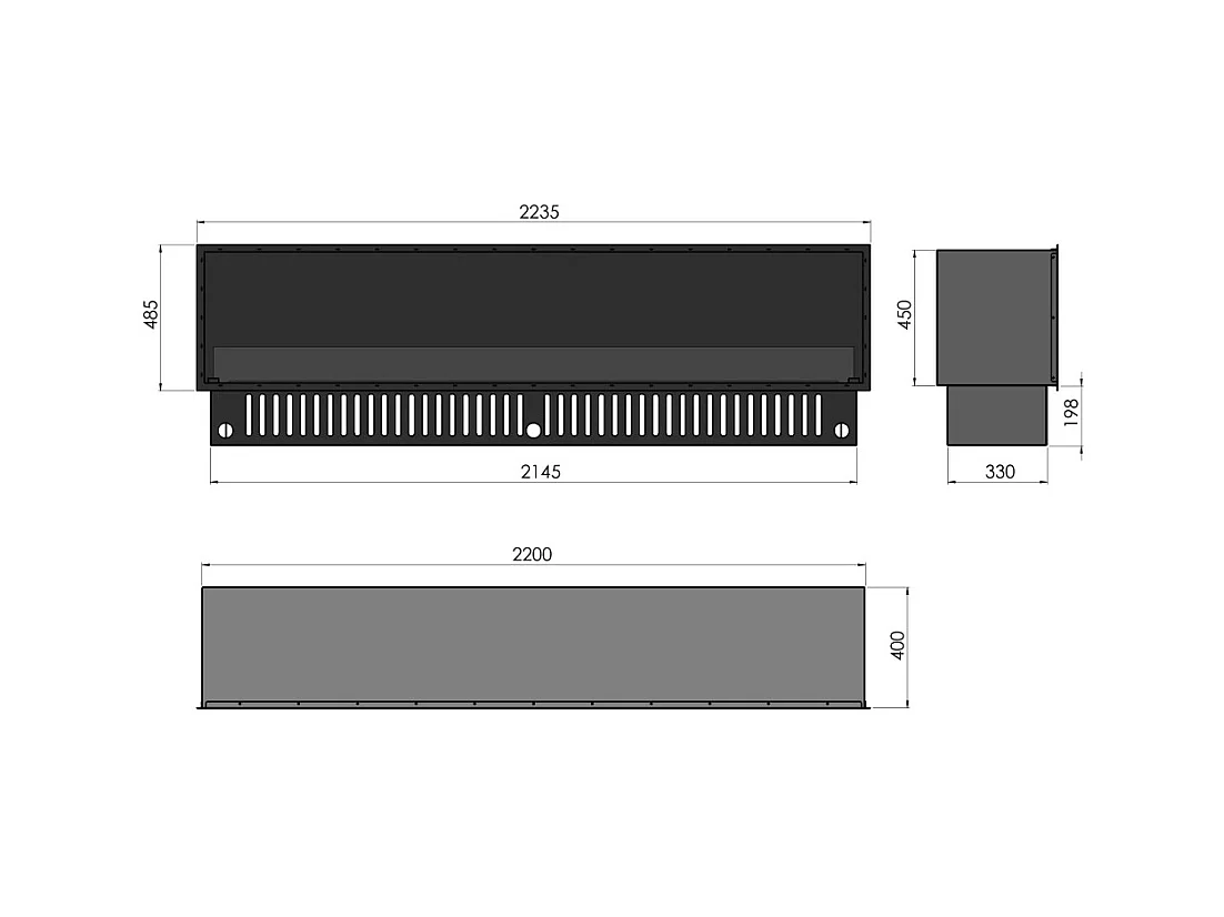 Cheminée à vapeur d'eau encastrable Invapo Inside 2200 - Flammes multicolores, effet 3D et contrôle par application, réservoir de 2,4 l - 220 cm