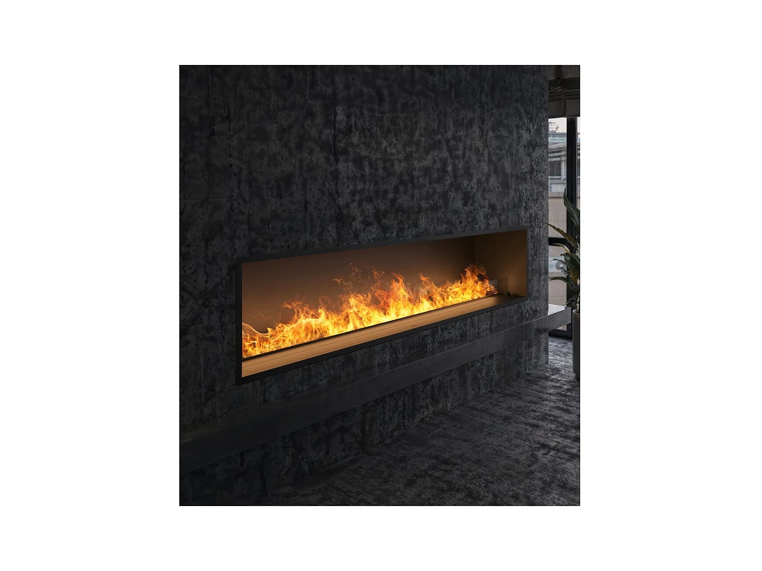 Cheminée à vapeur d'eau encastrable Invapo Inside 2200 - Flammes multicolores, effet 3D et contrôle par application, réservoir de 2,4 l - 220 cm