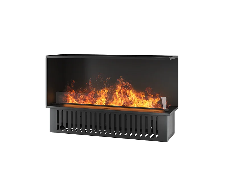 Caminetto a Vapore Acqueo da Incasso Corner R1200 con Fiamma Multicolore, Effetto 3D e Controllo App, Serbatoio 2.4l - 120cm