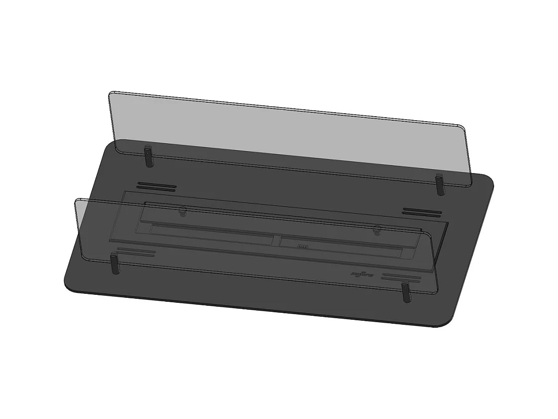 Cheminée bioéthanol Insert Black 600 - Cheminée fine noire à encastrer ou poser avec 2 panneaux verre, réservoir 1L - 60 cm
