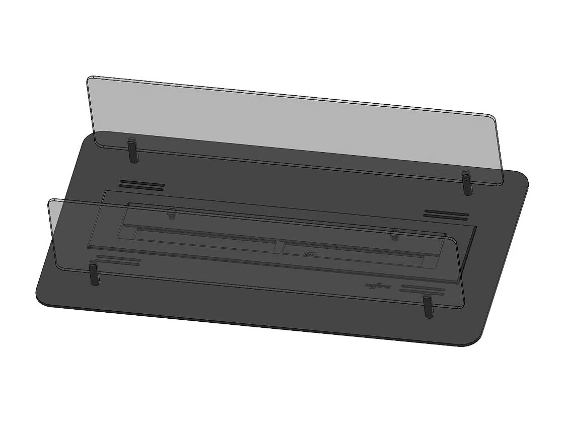 Cheminée bioéthanol Insert Black 600 - Cheminée fine noire à encastrer ou poser avec 2 panneaux verre, réservoir 1L - 60 cm
