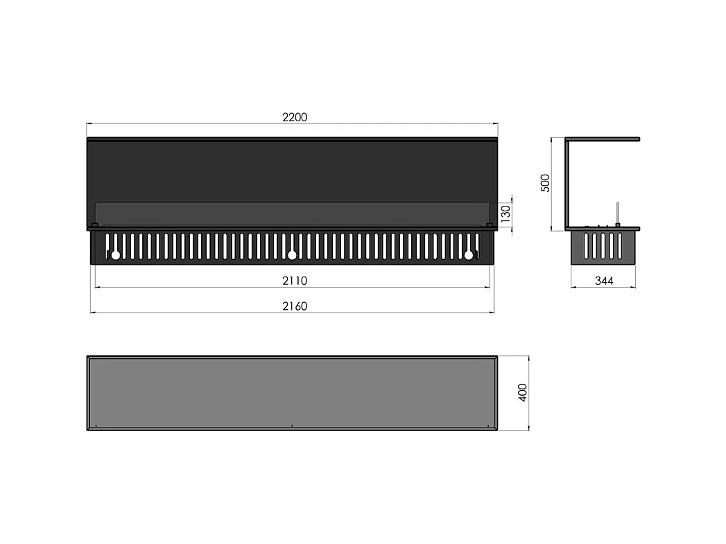 Cheminée à vapeur d'eau encastrable Inside C2200 avec flammes multicolores, effet 3D et contrôle par application, réservoir de 4,8 l - 220 cm