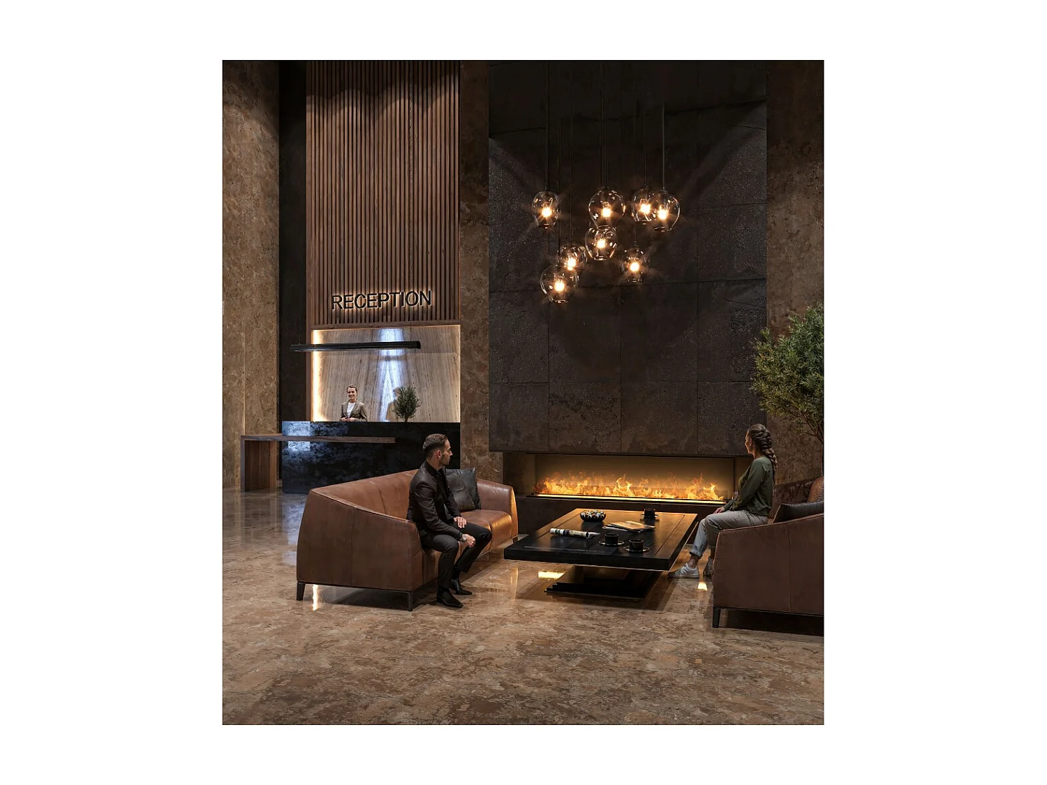 Caminetto a Vapore Acqueo da Incasso Inside C2200 con Fiamma Multicolore, Effetto 3D e Controllo App, Serbatoio 4.8l - 220cm