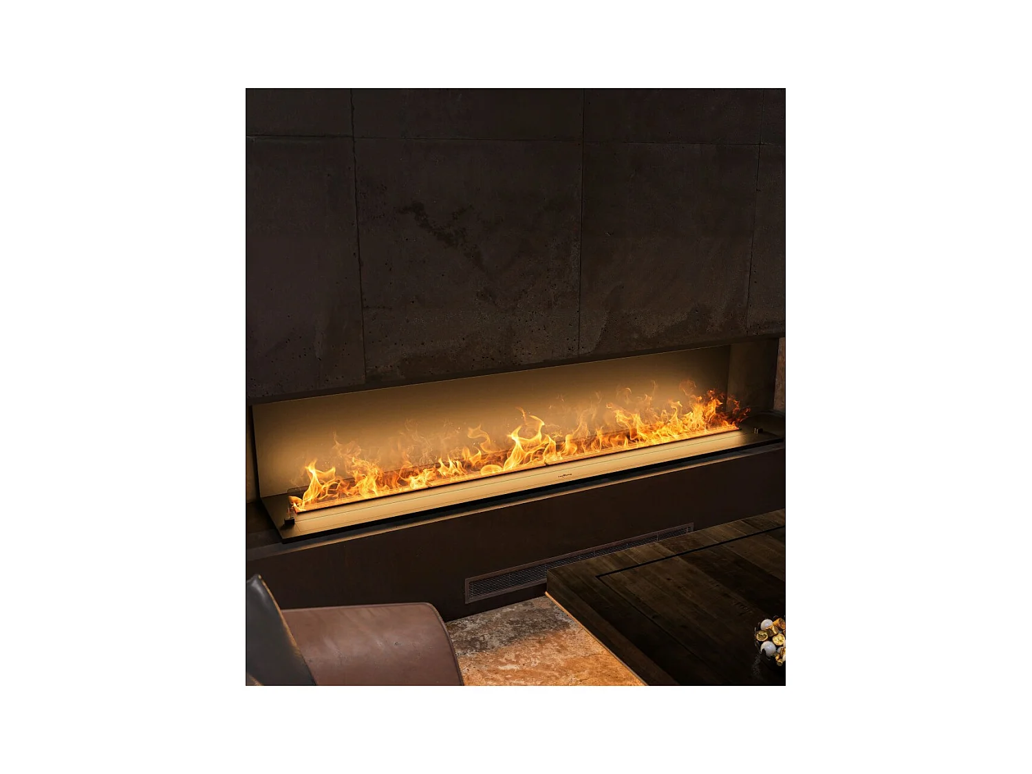 Cheminée vapeur d'eau encastrable Inside C2200 - Flammes LED multicolores, effet 3D, app mobile, réservoir 4,8L, remplissage auto - 220 cm