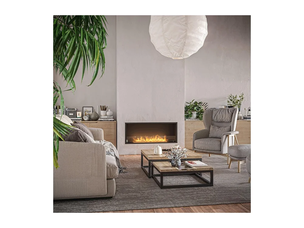 Cheminée vapeur d'eau encastrable Inside C2200 - Flammes LED multicolores, effet 3D, app mobile, réservoir 4,8L, remplissage auto - 220 cm