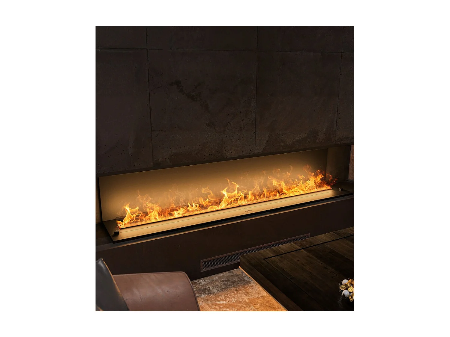 Lareira embutida a vapor Inside C2200 com chama multicolorida, efeito 3D e controle por aplicativo, tanque de 4,8 l - recarga automática de 220 cm