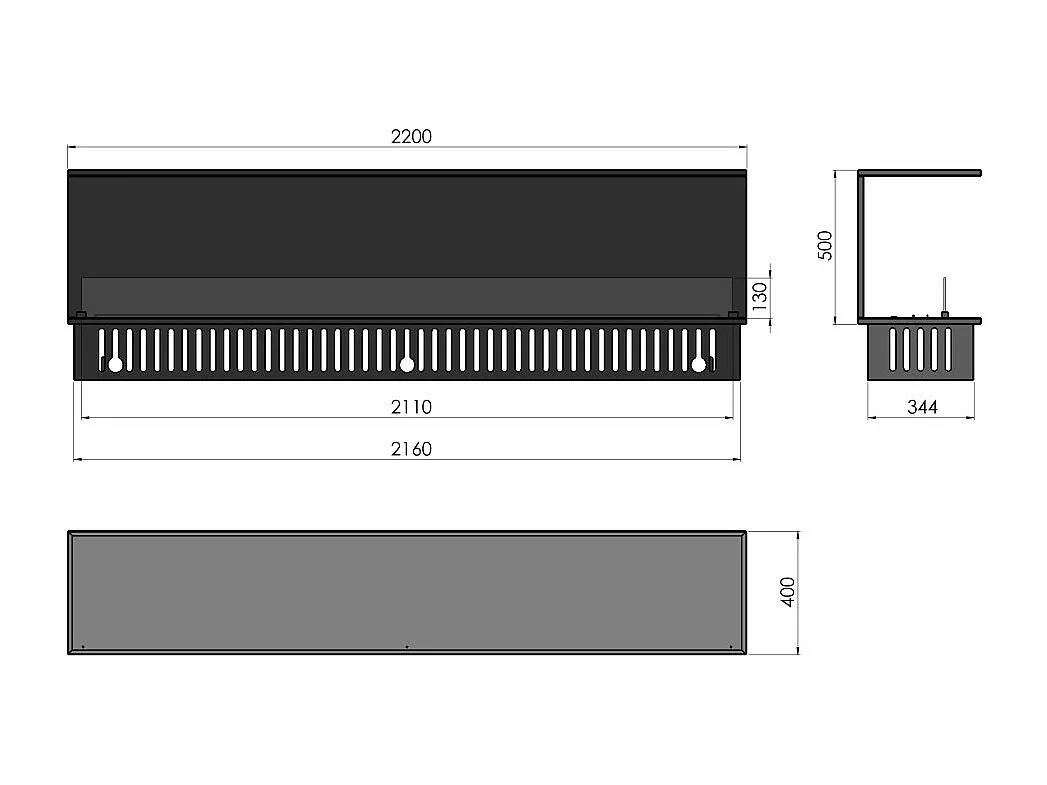 Lareira embutida a vapor Inside C2200 com chama multicolorida, efeito 3D e controle por aplicativo, tanque de 4,8 l - recarga automática de 220 cm