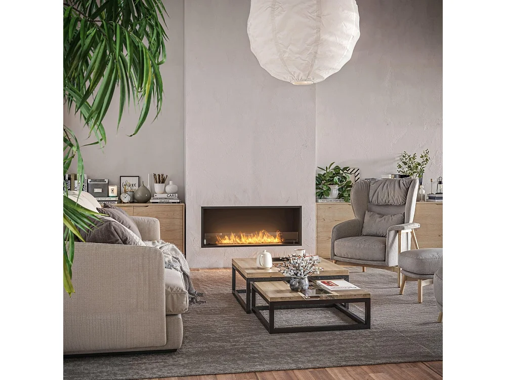 Lareira embutida a vapor Inside C2200 com chama multicolorida, efeito 3D e controle por aplicativo, tanque de 4,8 l - recarga automática de 220 cm