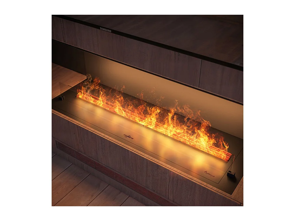 Cheminée vapeur d'eau encastrable Inside C1200 - Flammes 3D multicolores, app mobile, réservoir 2,4L, remplissage auto - 120 cm